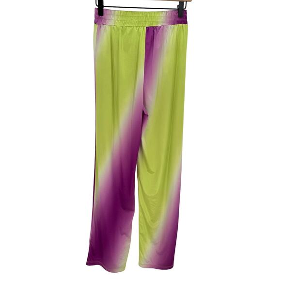 Hosbjerg Cisalo Ombre Pull-On Pant Satin Look Green Purple Stretch Lounge Size S - Picture 3 of 10
